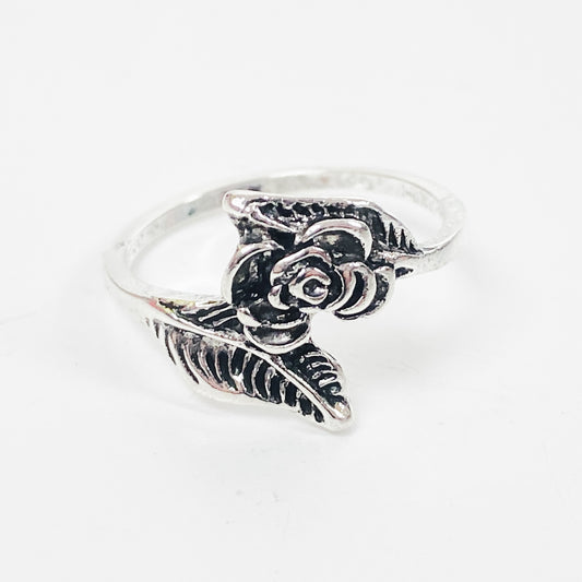 Antique Rose Adjustable Ring Silver