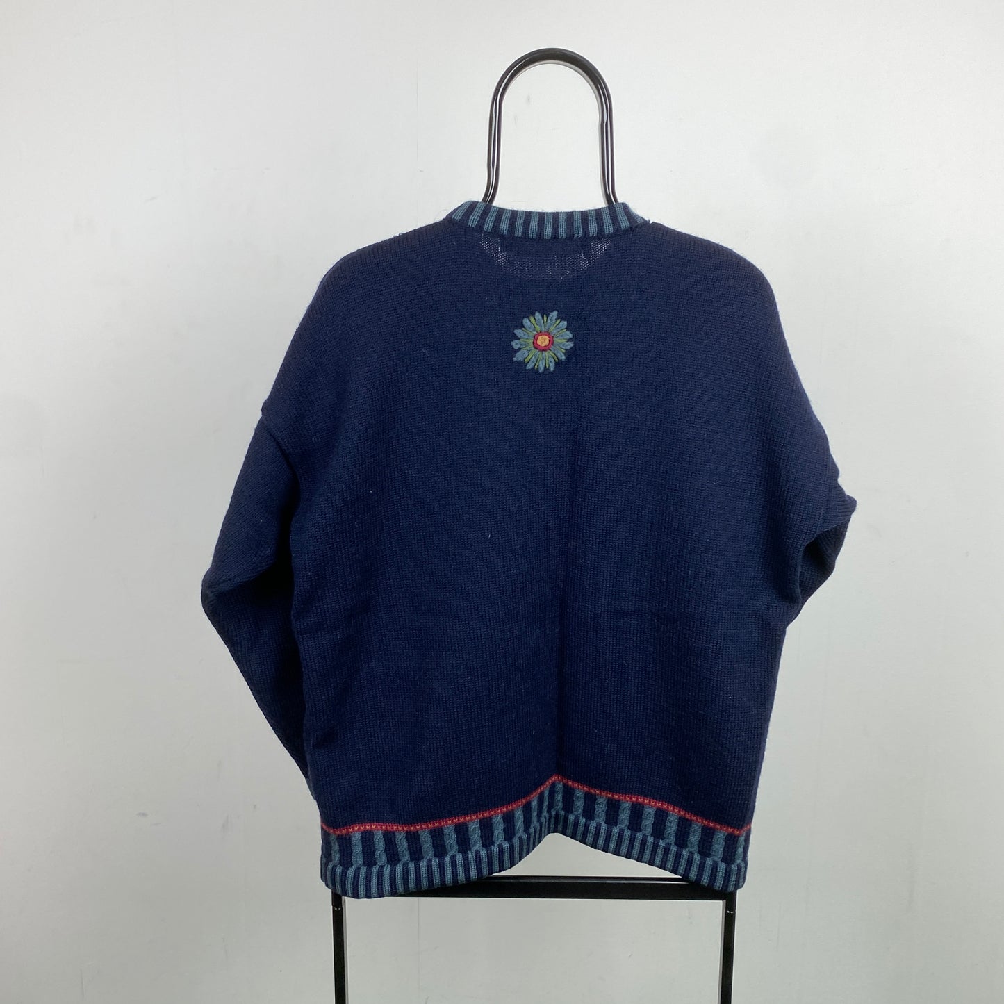 Retro Tulchan Heavyweight Knit Sweatshirt Blue XL