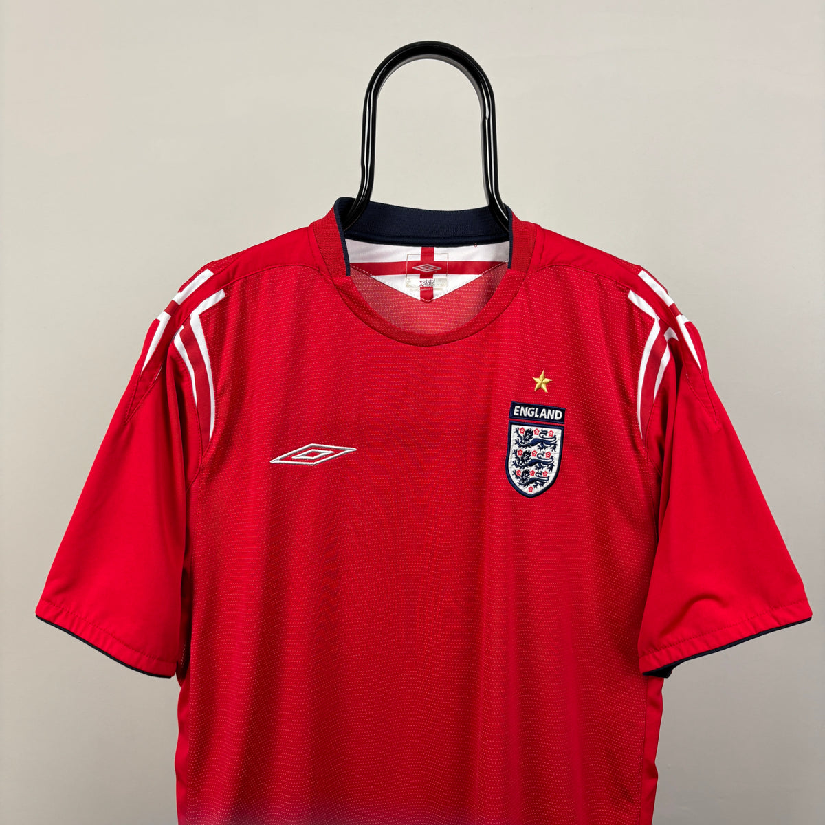 00s Umbro England Carrick Football Shirt T-Shirt Red Small