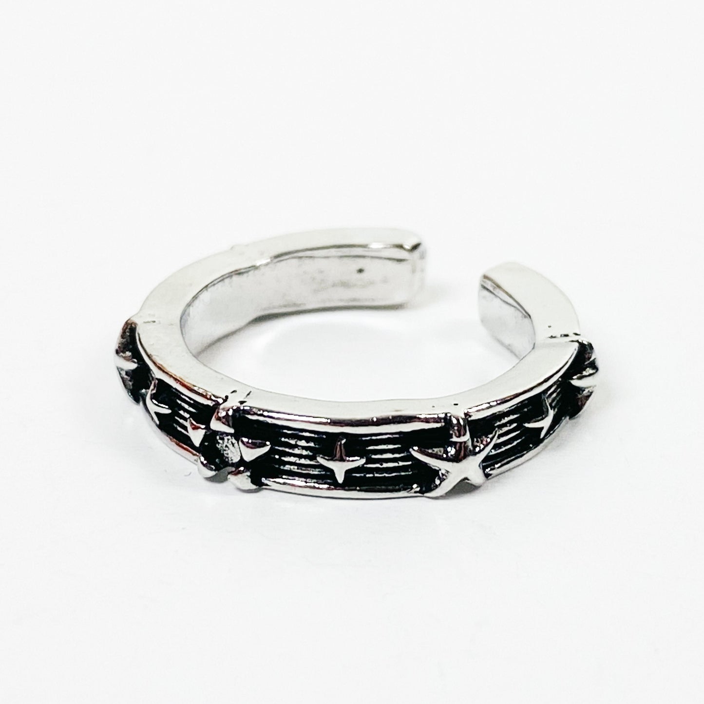 Retro Adjustable Antique Star Ring Silver