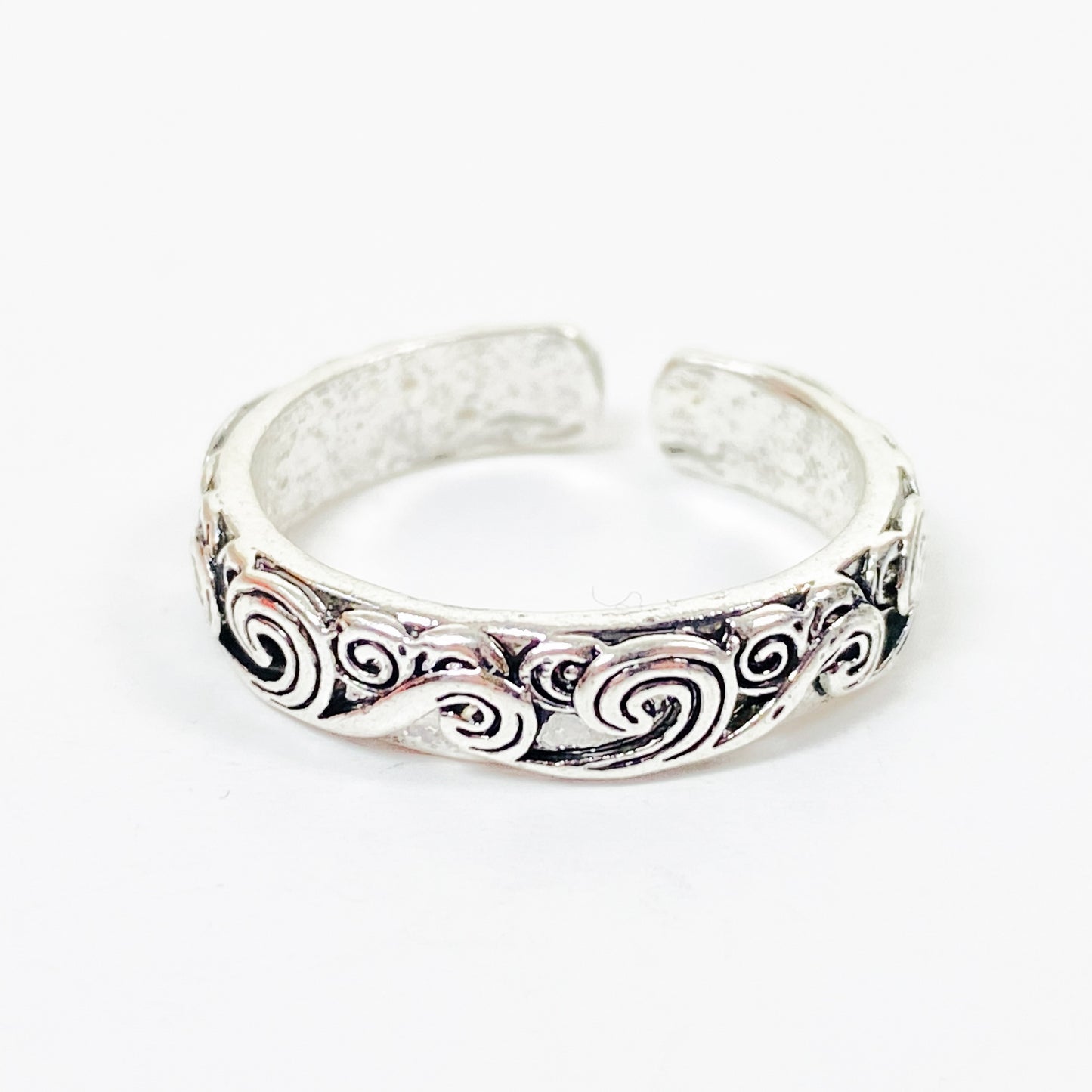 Retro Adjustable Wave Band Silver