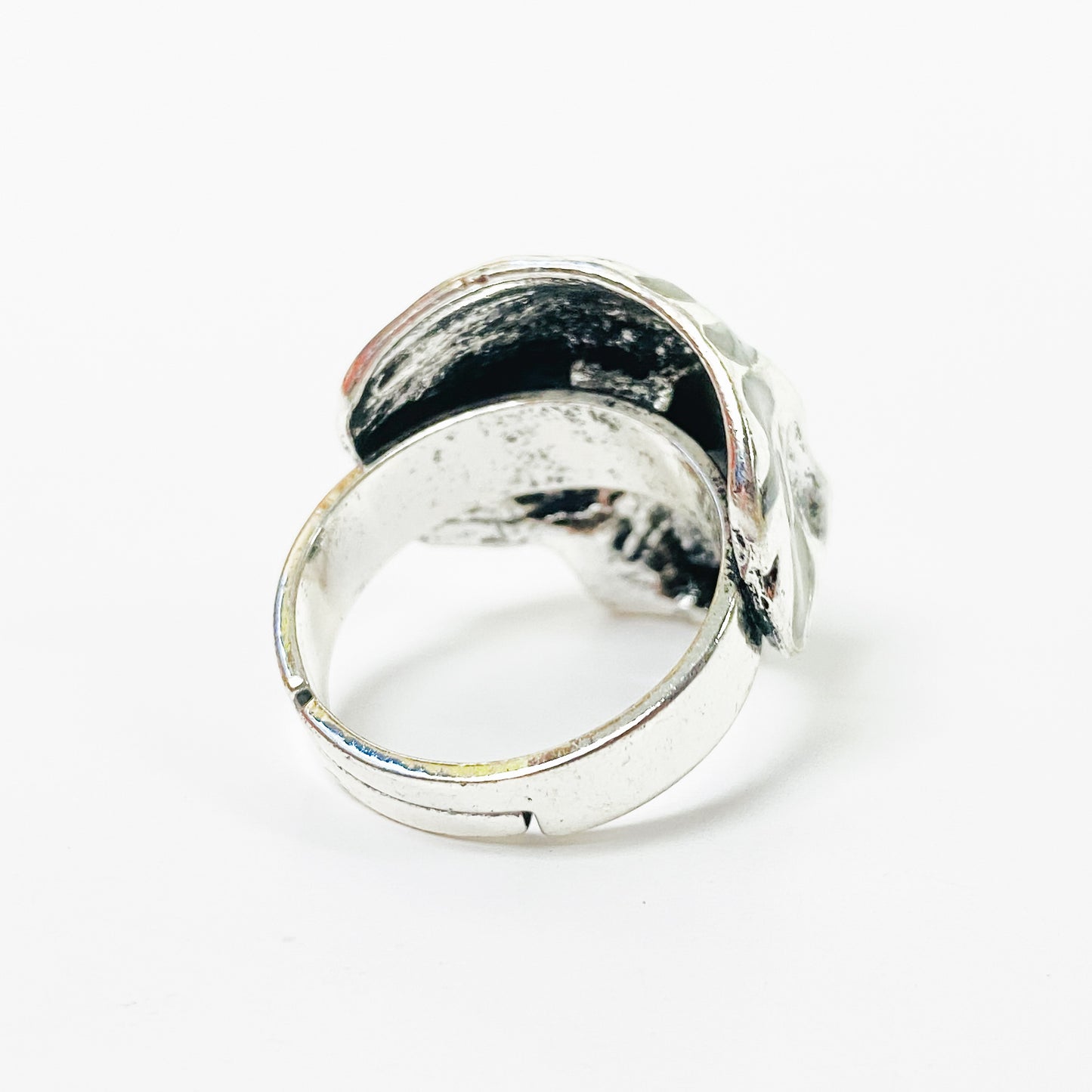 Retro Adjustable Glow In The Dark Skull Ring Silver