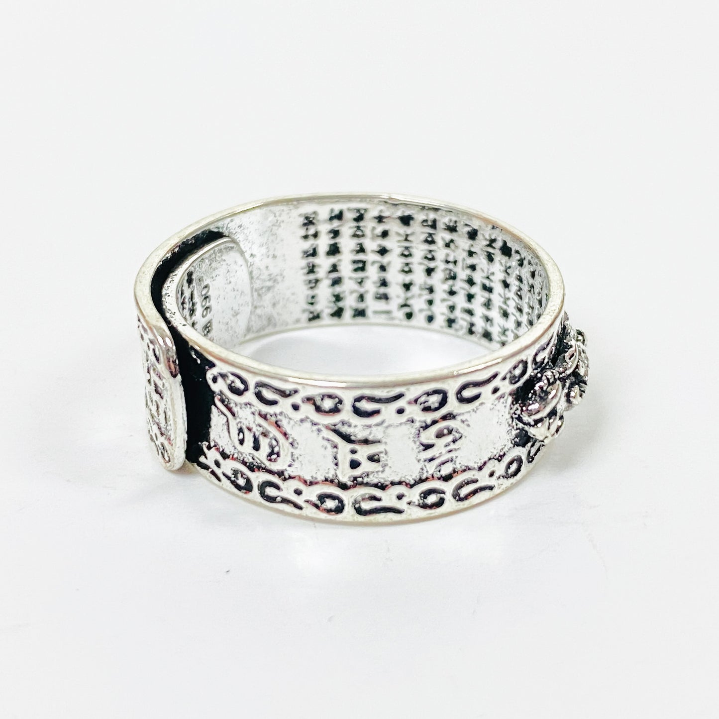 Retro Adjustable Dragon Band Ring Silver