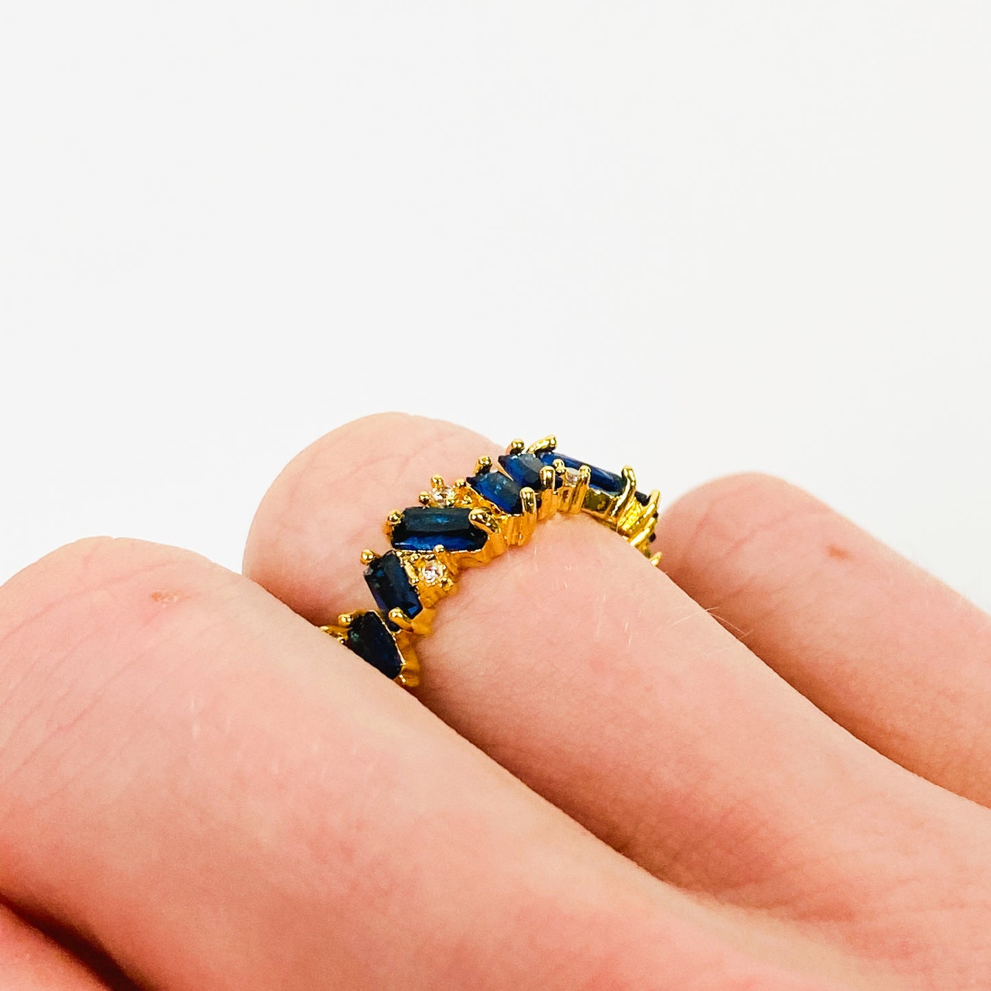 Retro Vintage Gem Ring Gold Blue
