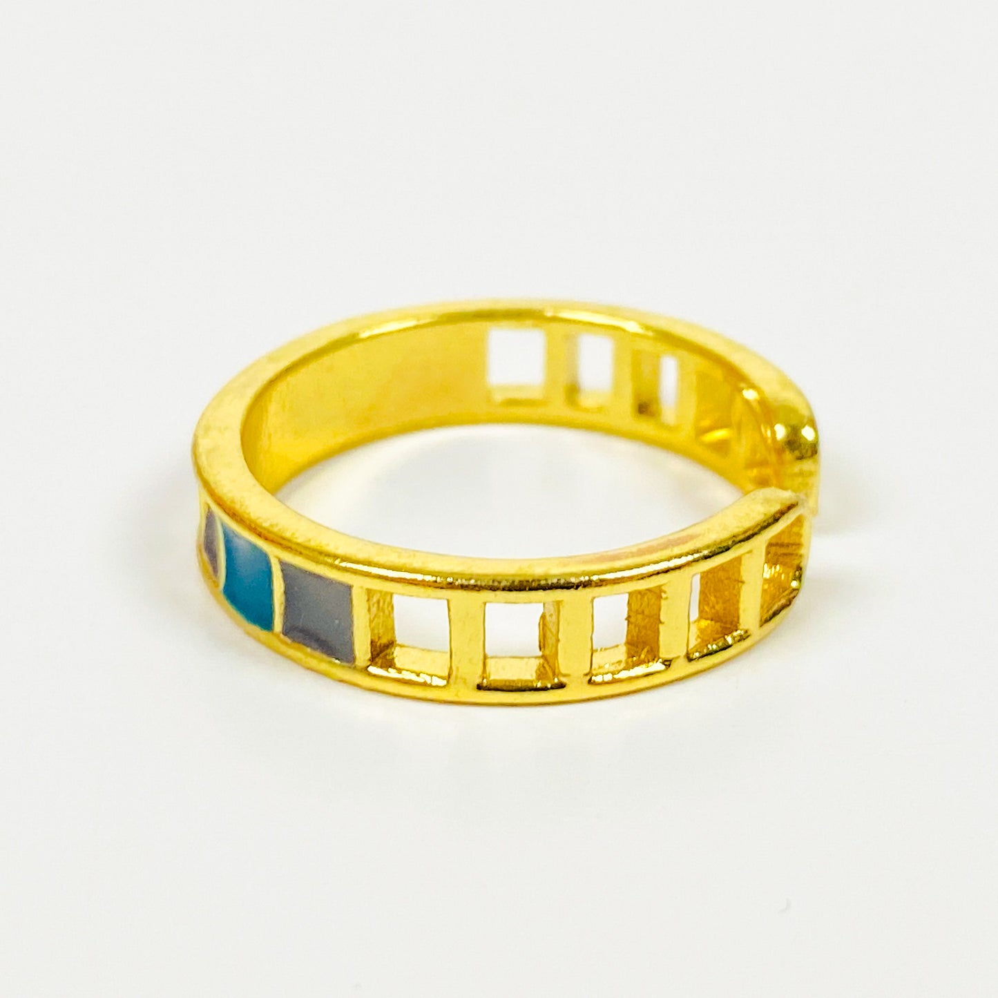 Vintage Retro Adjustable Gem Ring Gold
