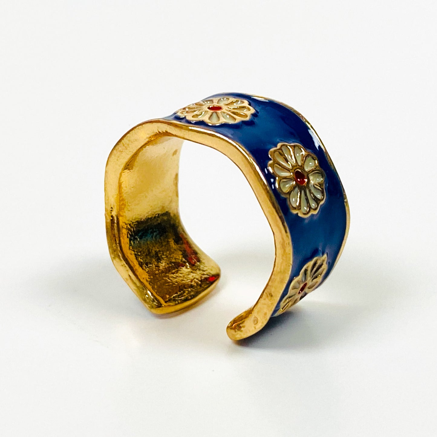 Vintage Retro Adjustable Flower Ring Gold