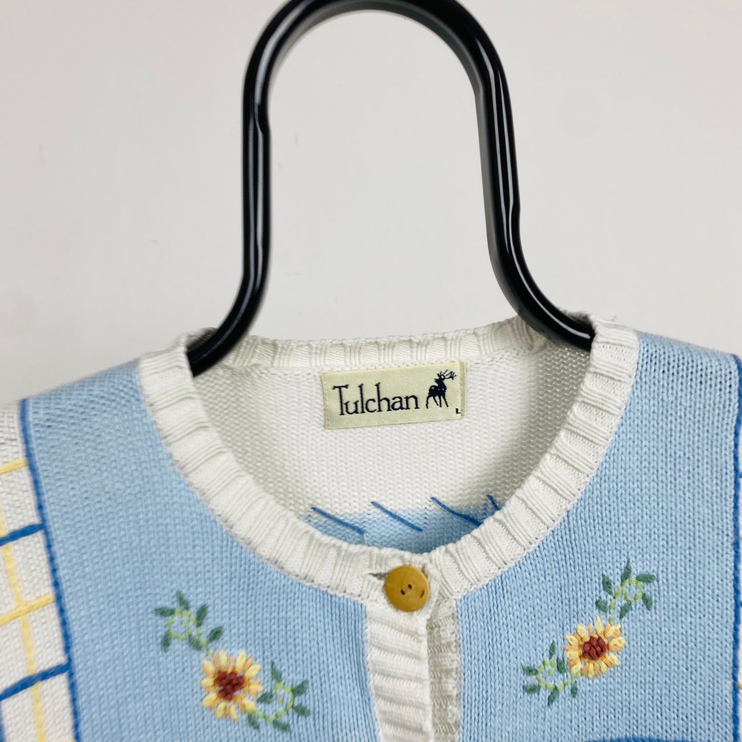 Retro Tulchan Farm Cardigan Sweatshirt White Large