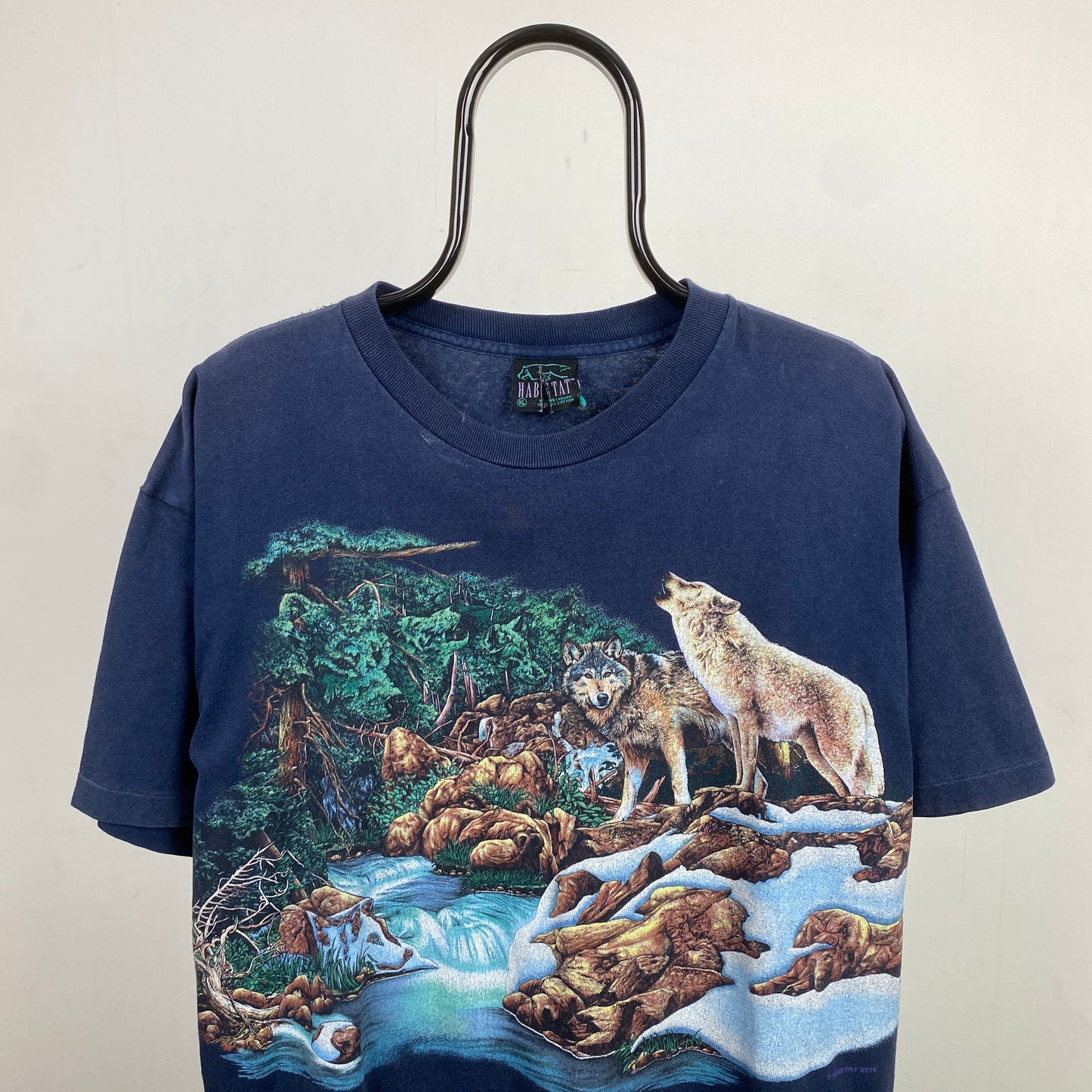 Retro Wolf T-Shirt Blue XL