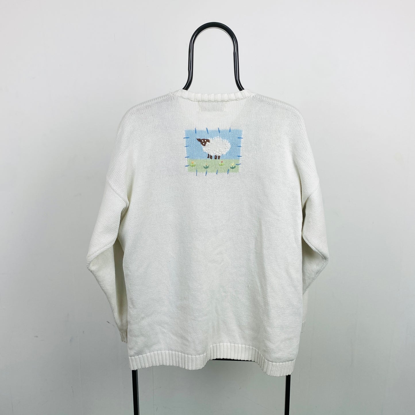 Retro Tulchan Farm Cardigan Sweatshirt White Large