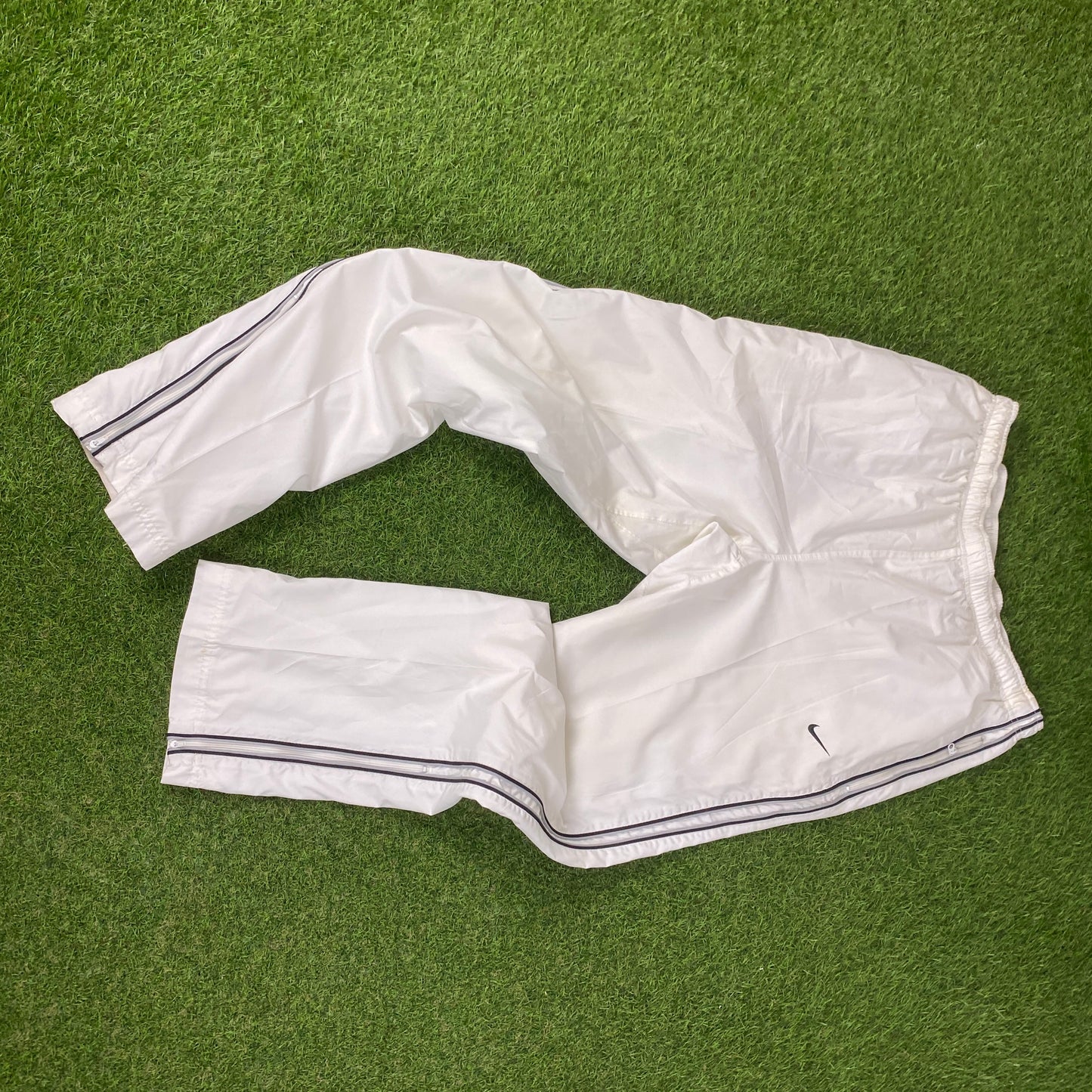 90s Nike Piping Windbreaker Tracksuit Set Jacket + Joggers Blue XL