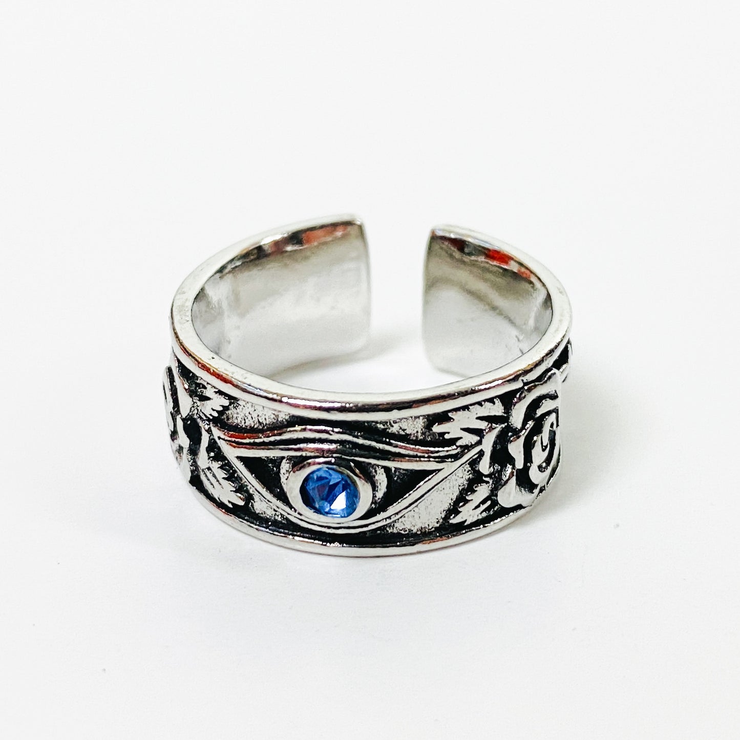 Retro Adjustable Egypt Gem Ring Silver