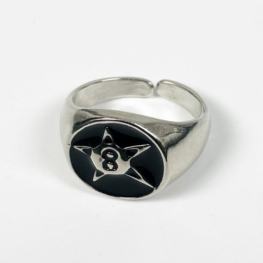 Adjustable 8 Ball Sphere Ring Silver