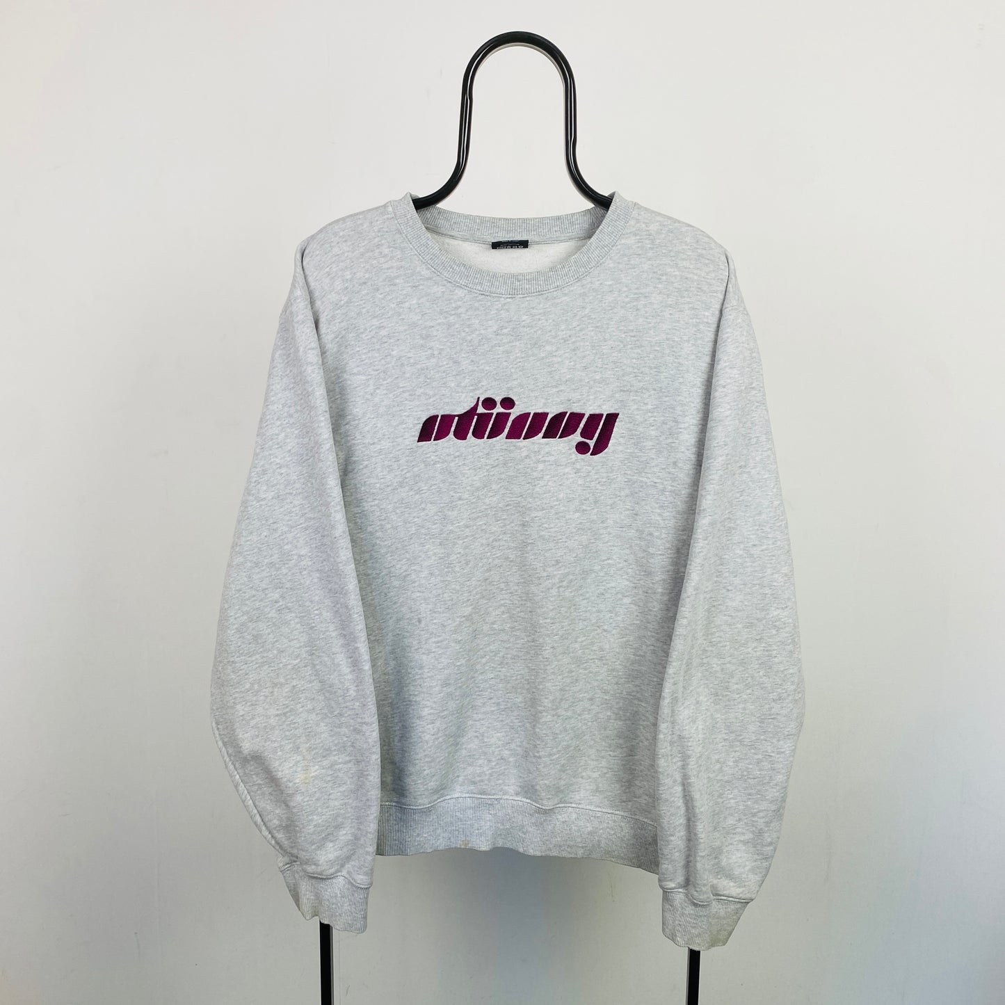 Retro 00s Stussy Sweatshirt Grey Large