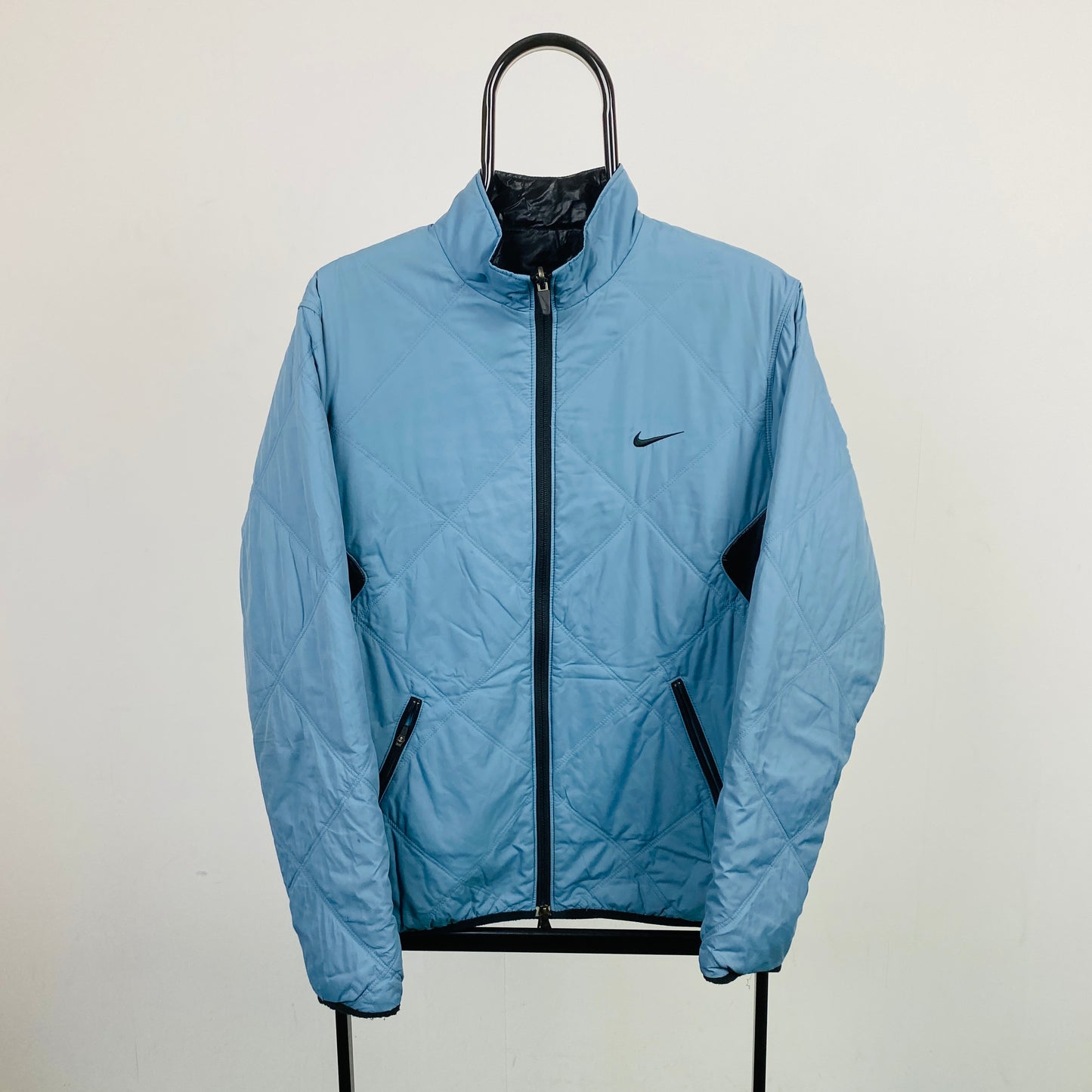 00s Nike Reversible Waterproof Windbreaker Jacket Blue Black Medium