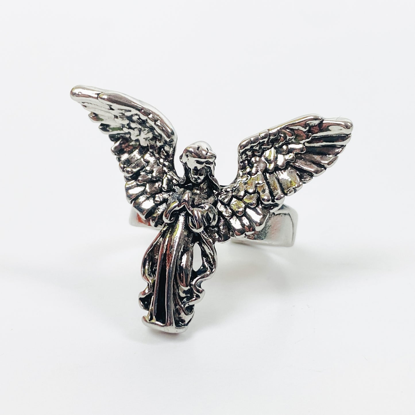 Retro Adjustable Angel Ring Silver