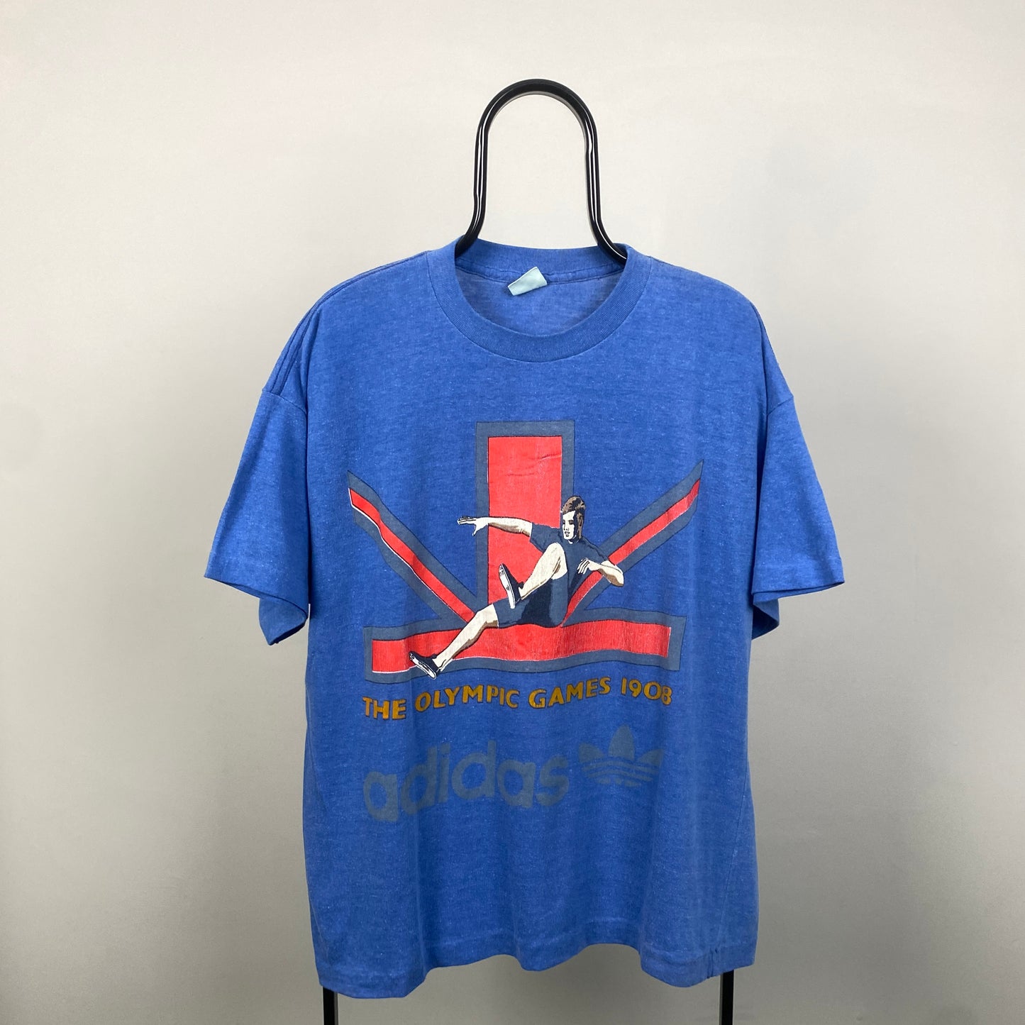 90s Adidas Olympics T-Shirt Blue Medium