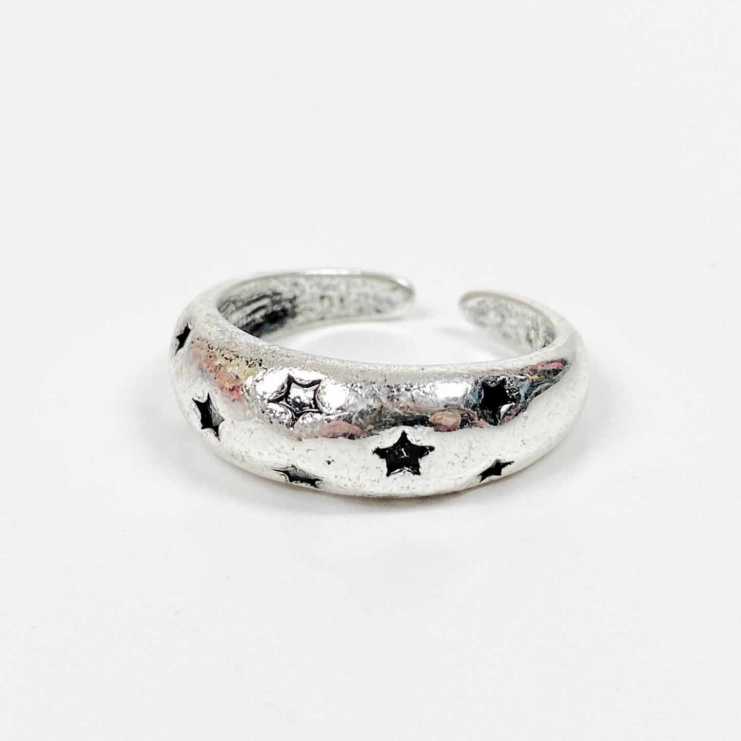 Vintage Retro Adjustable Star Ring Silver