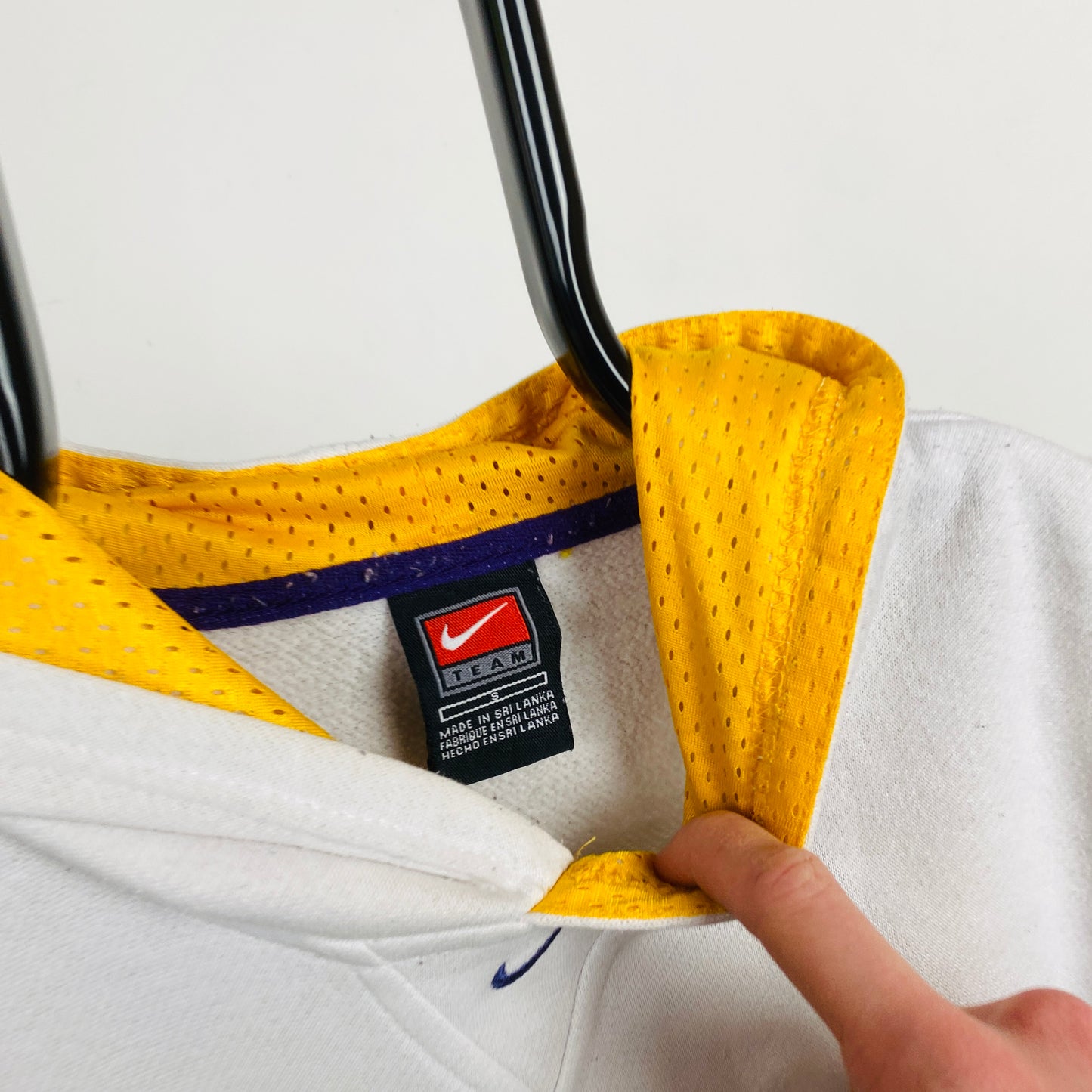 90s Nike Lakers Centre Swoosh Hoodie White XS