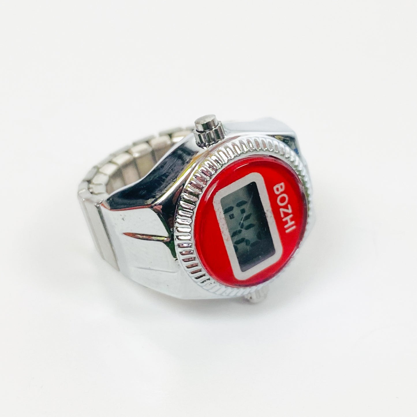 Digi Watch Ring Silver Red