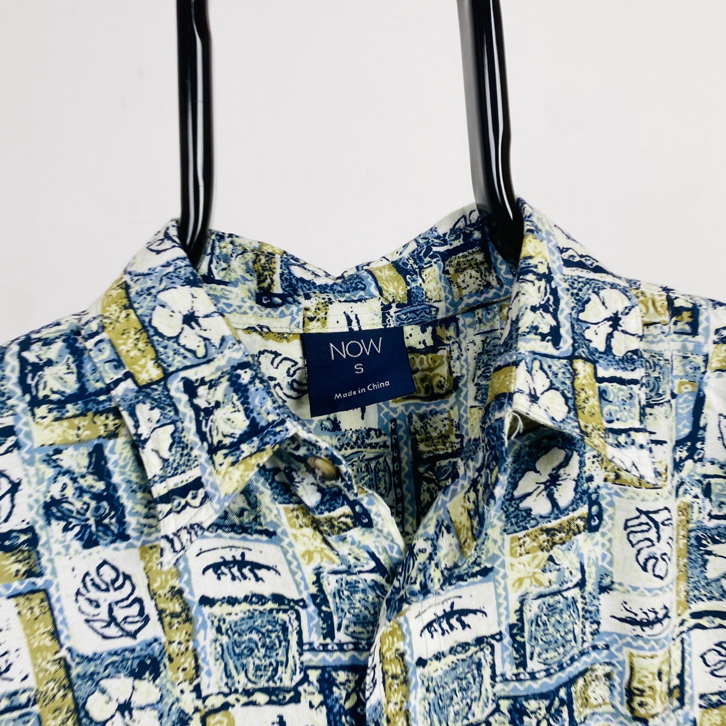 Retro Button Up Shirt T-Shirt Blue Small