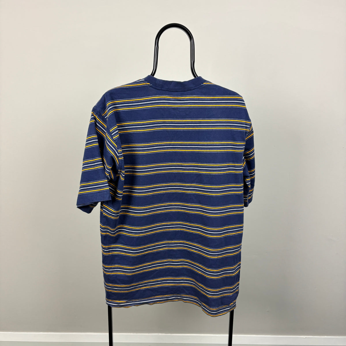 90s Adidas Striped T-Shirt Blue Large