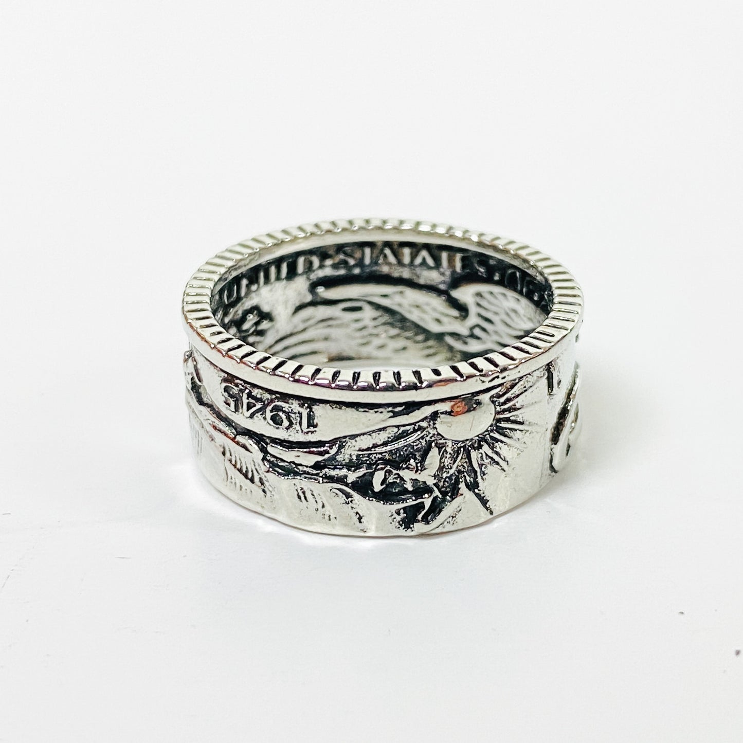 Retro Coin Band Ring Silver