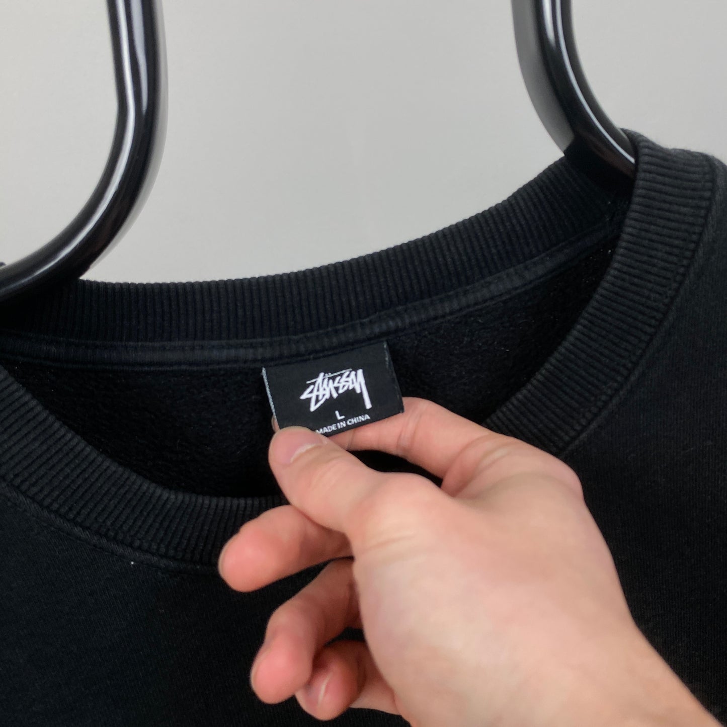 Retro 00s Stussy Sweatshirt Black Large
