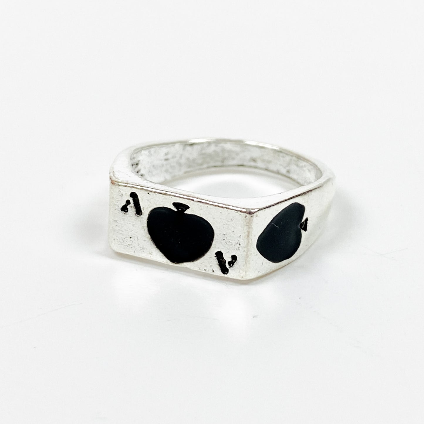 Retro Vintage Playing Card Ring Silver