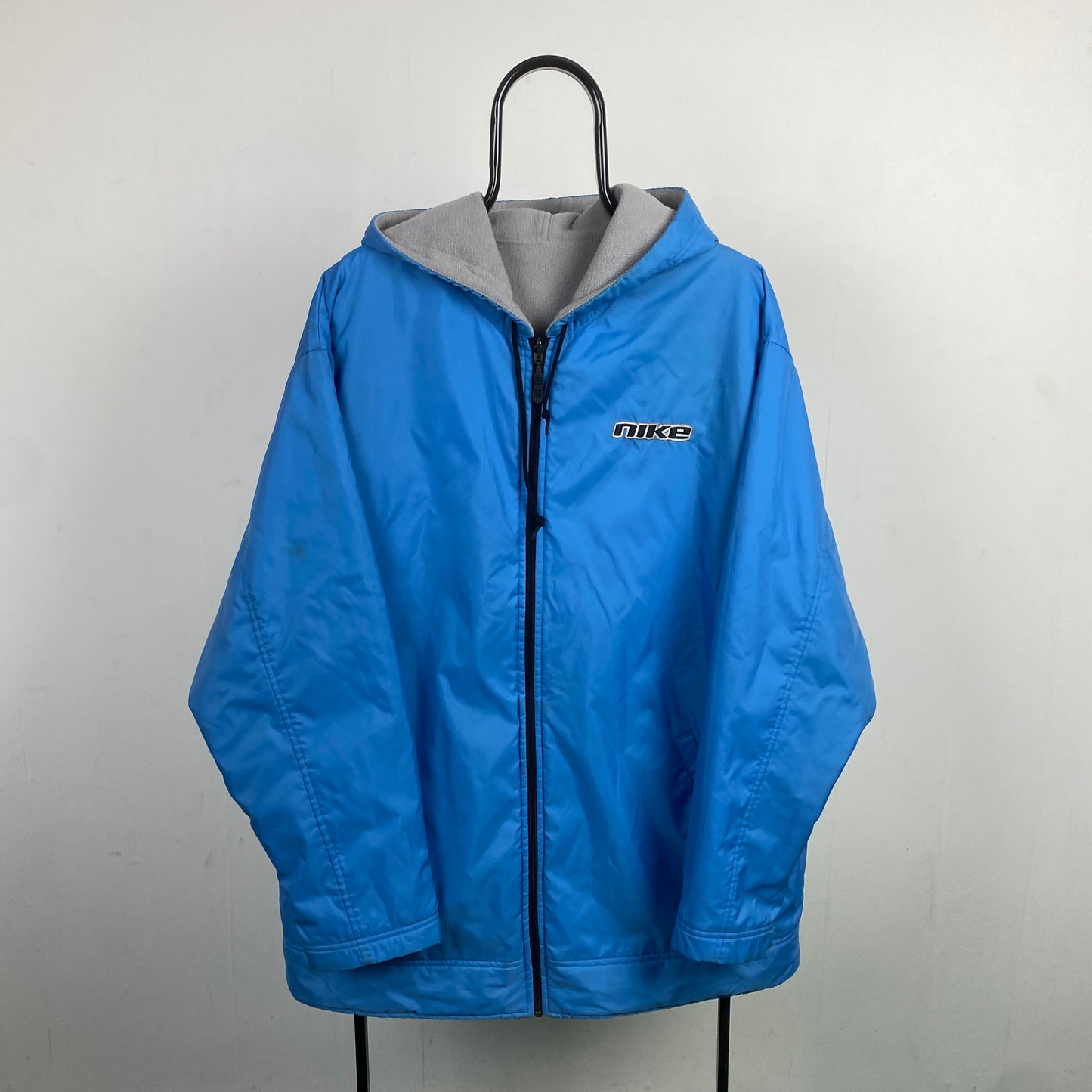 90s Nike Reversible Puffer Fleece Jacket Blue Large