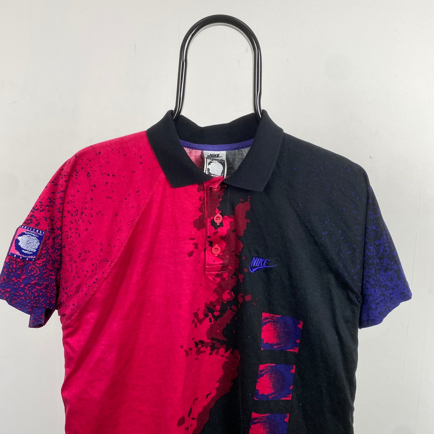 90s Nike Challenge Court Polo Shirt T-Shirt Black Medium