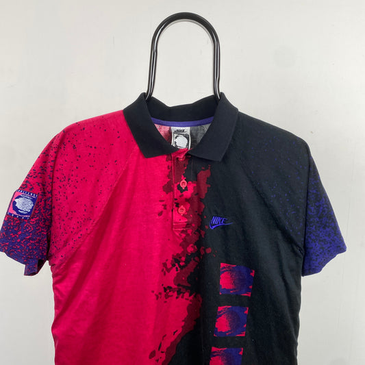 90s Nike Challenge Court Polo Shirt T-Shirt Black Medium