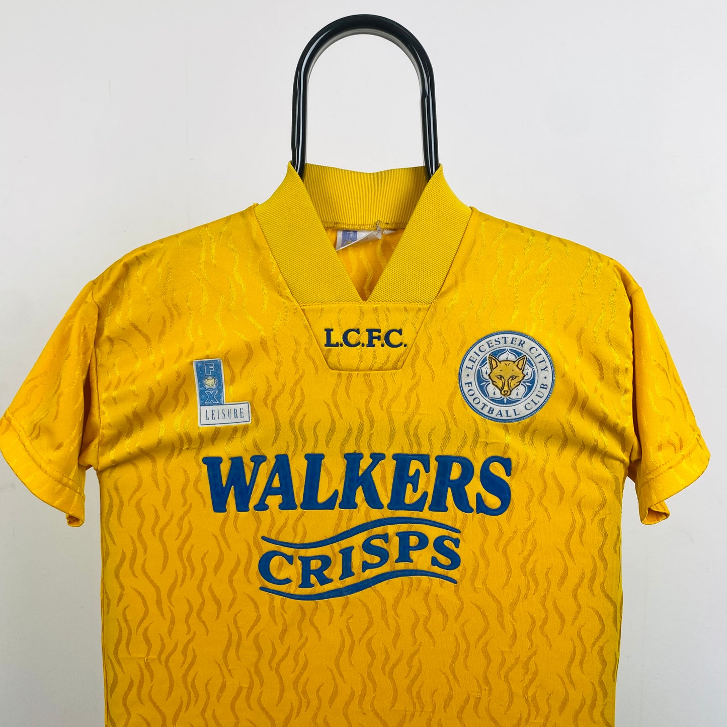 Retro Leicester City Football Shirt T-Shirt Yellow XS