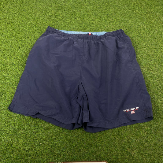 Retro 90s Polo Sport Shorts Blue Large