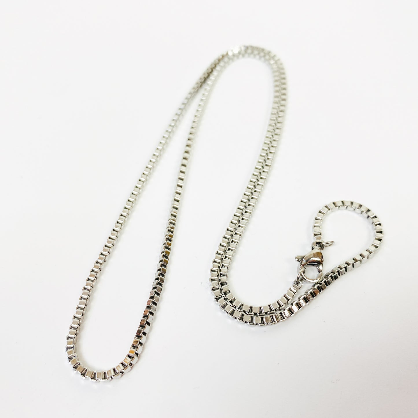 Retro Box Link Necklace Chain Silver