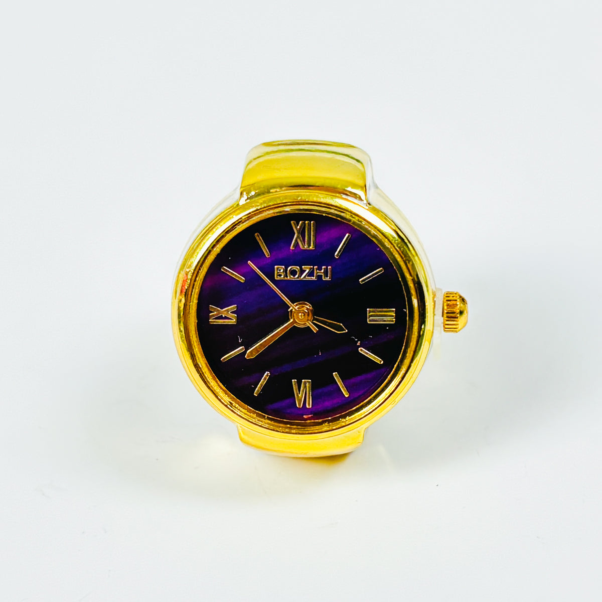 Adjustable Watch Ring Gold Deep Purple