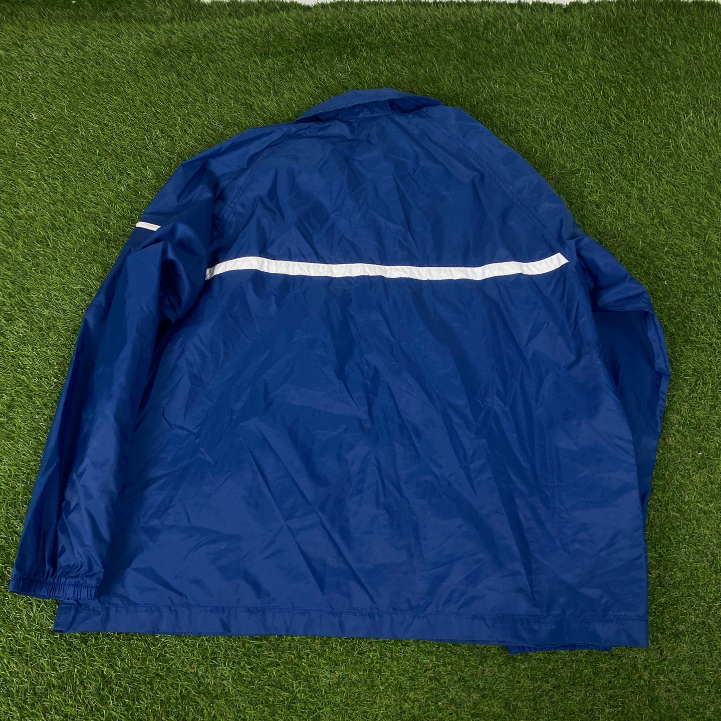 90s Nike Piping Windbreaker Tracksuit Set Jacket + Joggers Blue XL