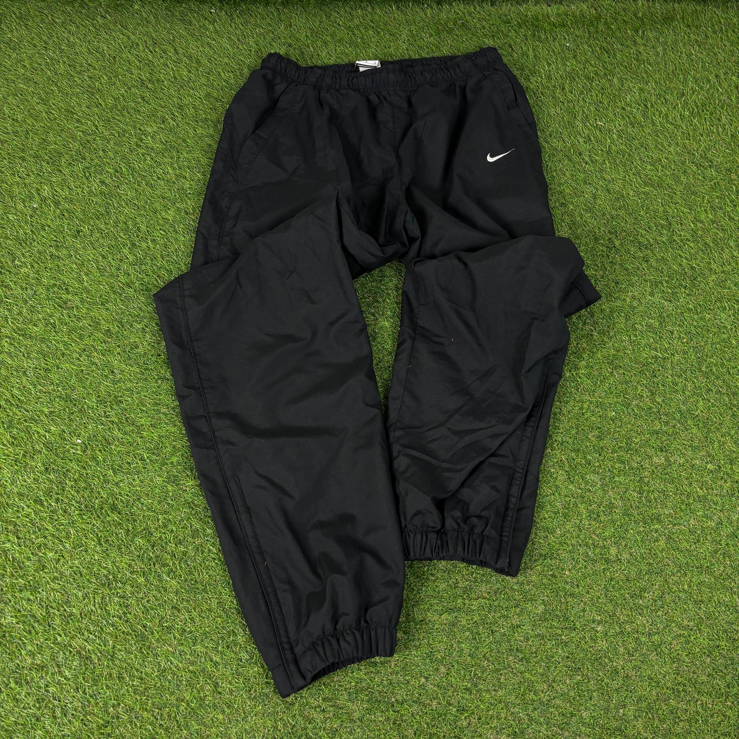 00s Nike Reflective Windbreaker Jacket + Joggers Set Black Medium