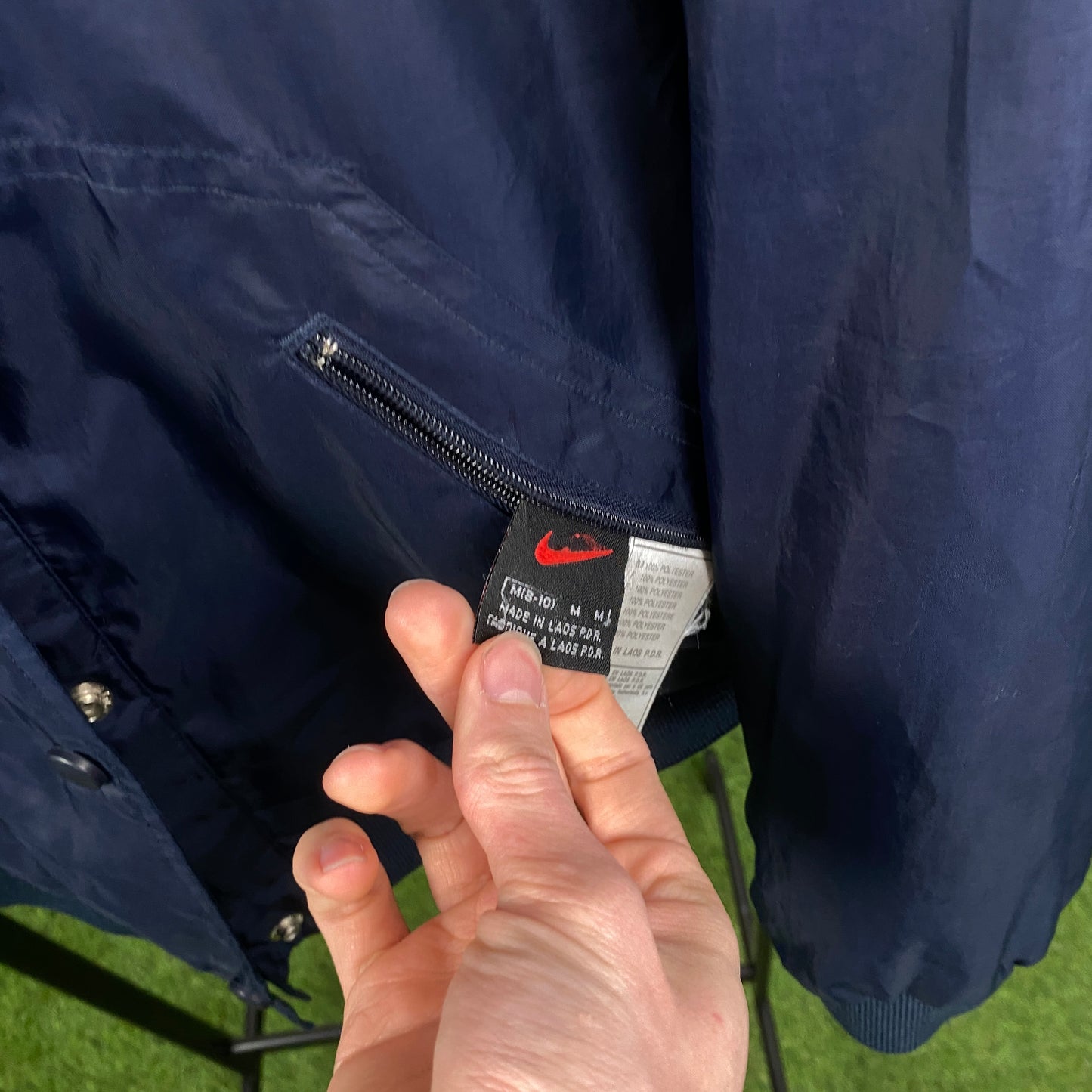 90s Nike Reversible Fleece Coat Jacket Blue Medium