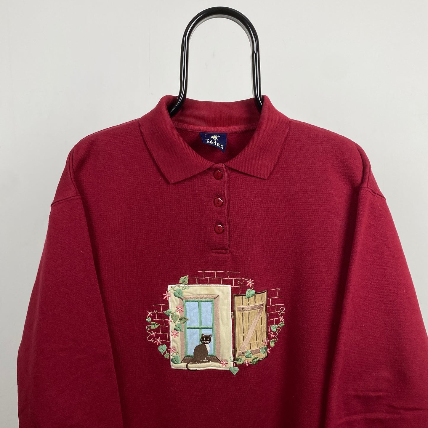 Retro Tulchan Cat Sweatshirt Red Large