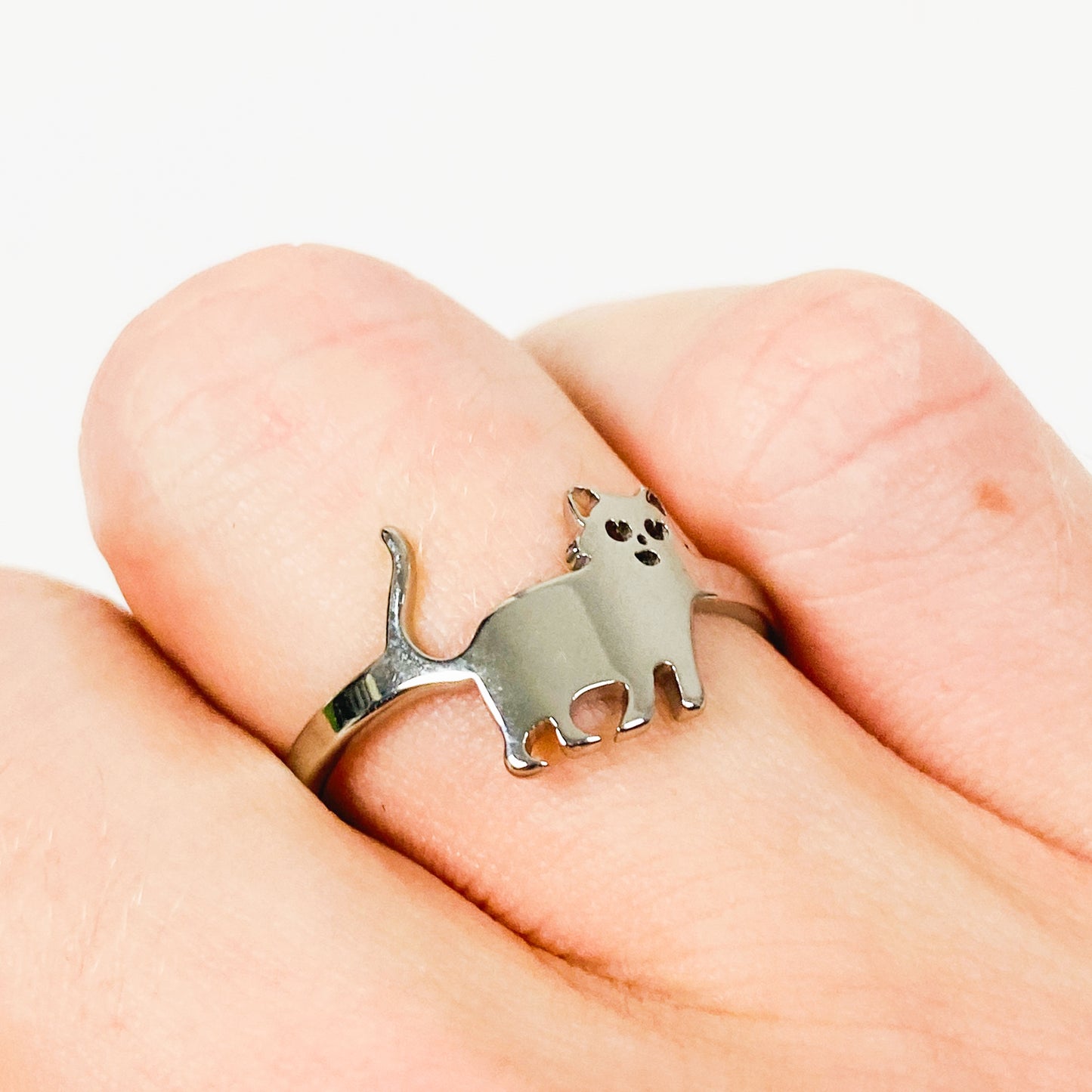 Vintage Adjustable Cat Ring Silver