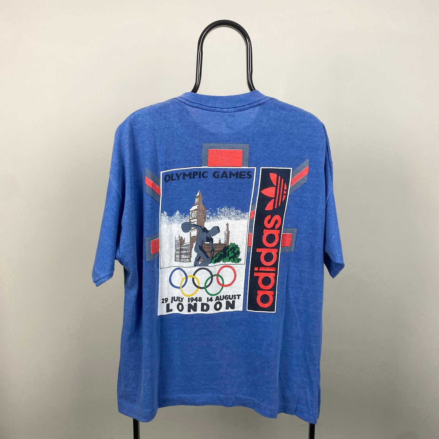 90s Adidas Olympics T-Shirt Blue Medium