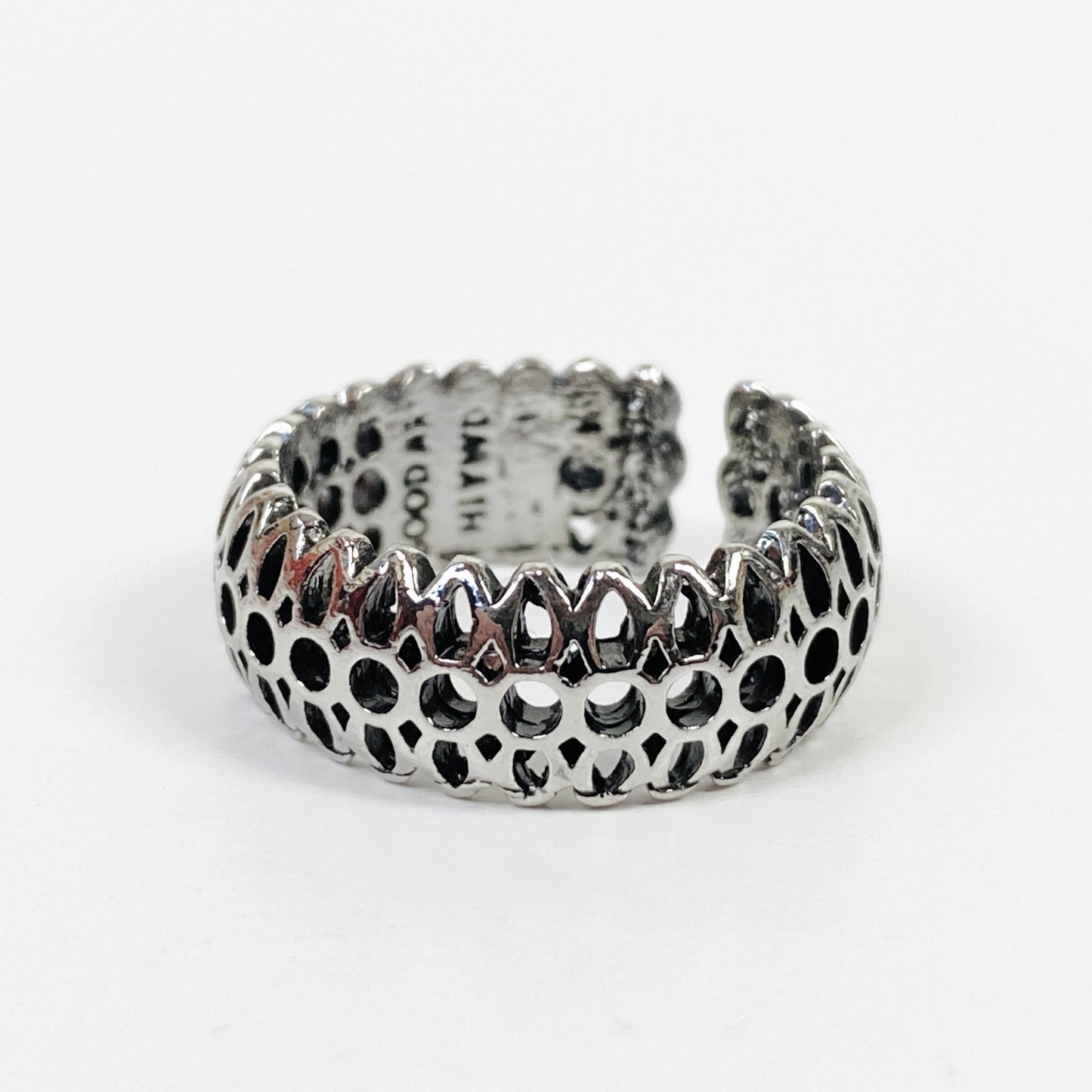 Vintage Retro Adjustable Hive Ring Silver