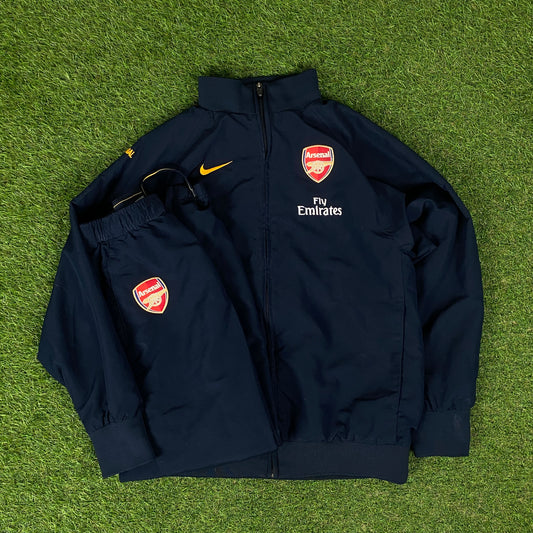 00s Nike Arsenal Windbreaker Jacket + Joggers Tracksuit Set Blue XS