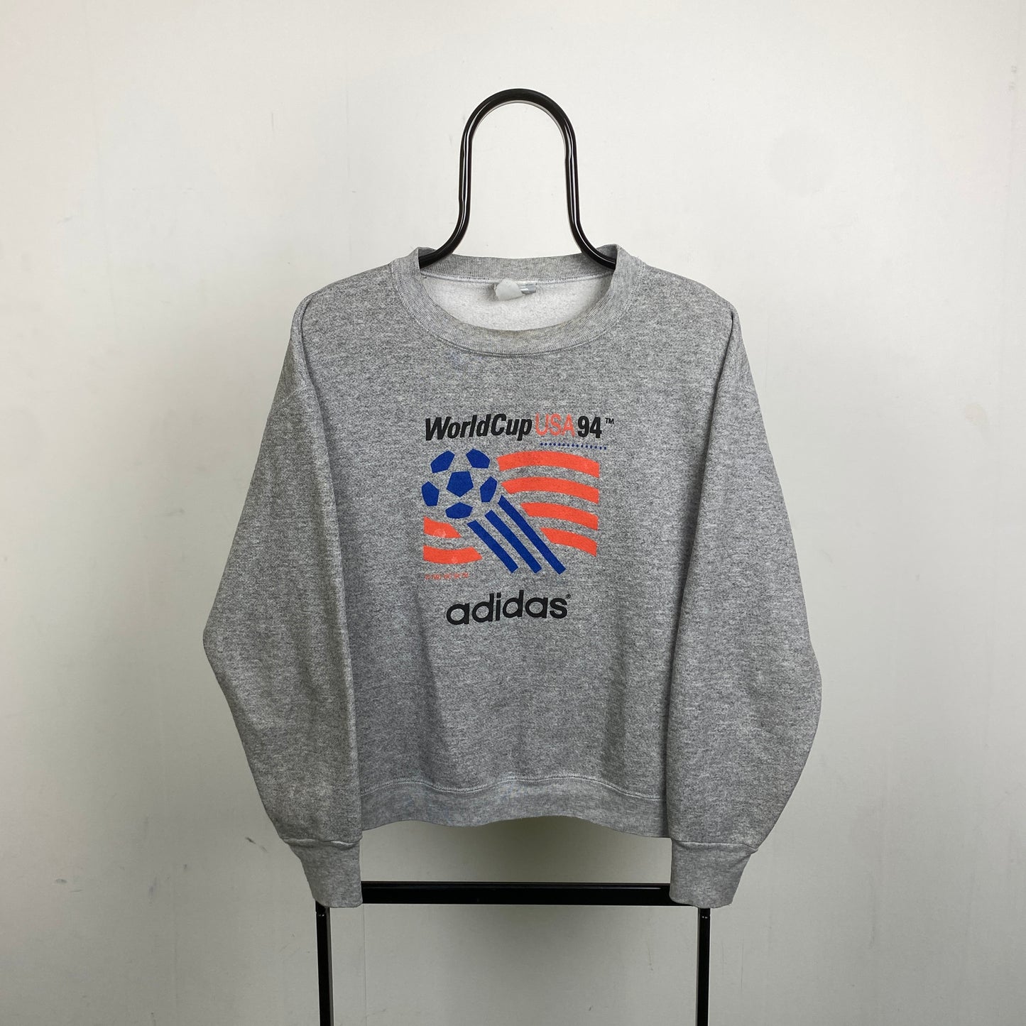 90s Adidas World Cup Football Sweatshirt Grey XS