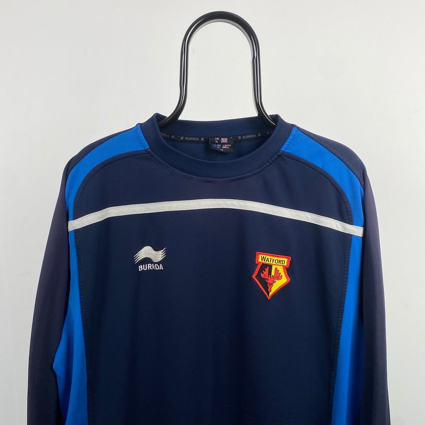 Retro 90s Watford Football Sweatshirt Blue XL