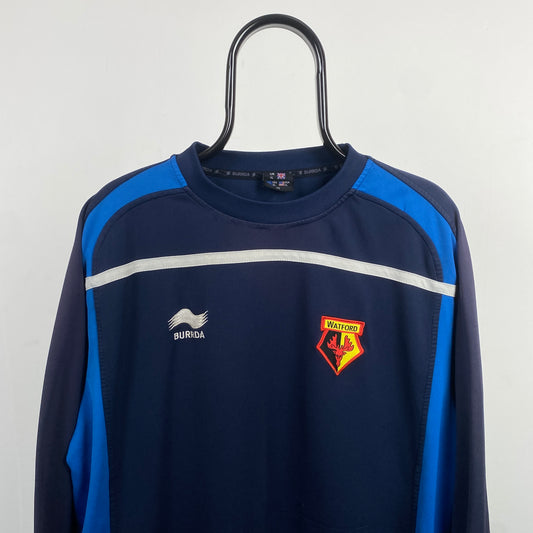Retro 90s Watford Football Sweatshirt Blue XL