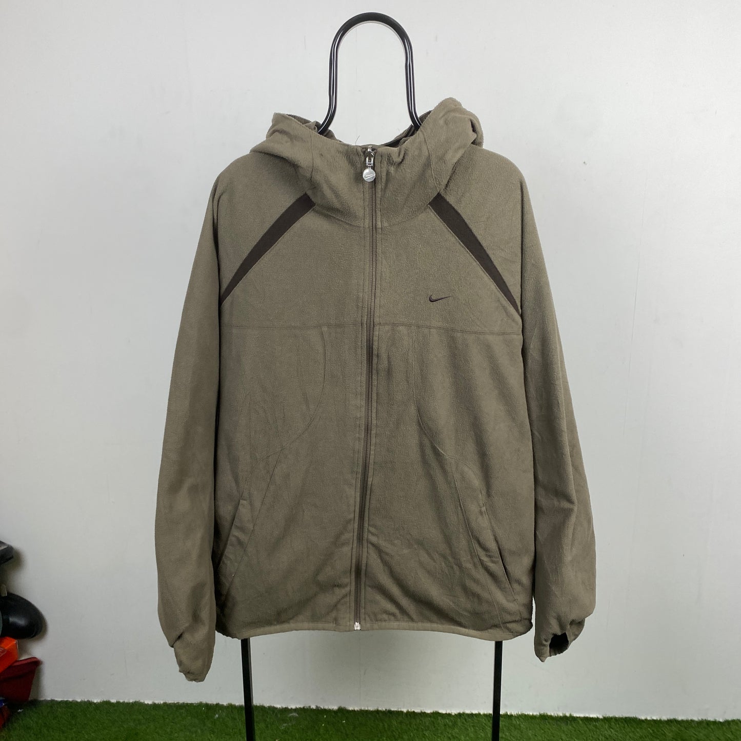 90s Nike Reversible Fleece Coat Jacket Brown XL