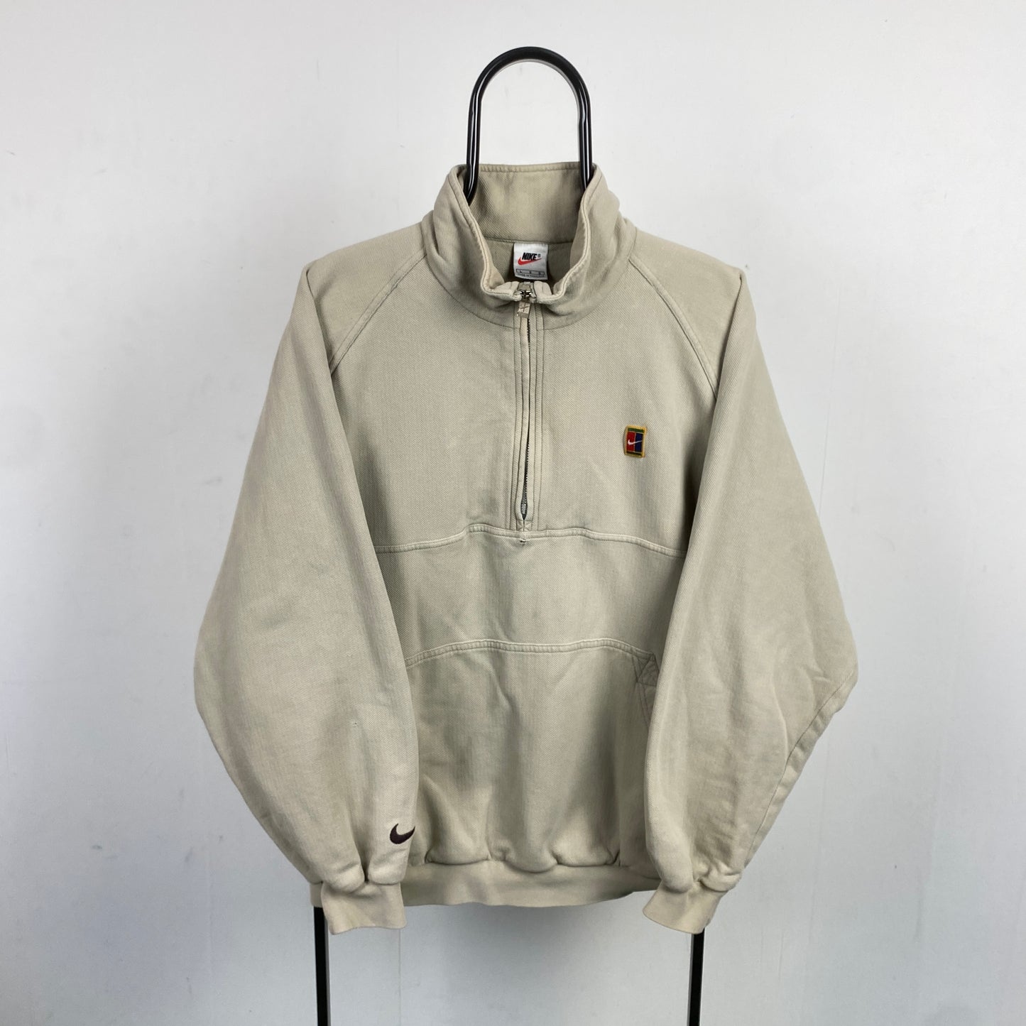 90s Nike Challenge Court 1/4 Zip Sweatshirt Brown Large