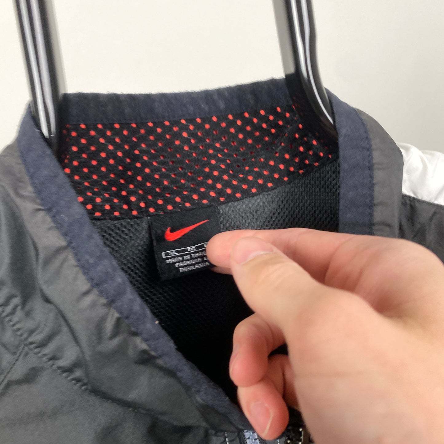 90s Nike Piping Windbreaker Jacket Black XL