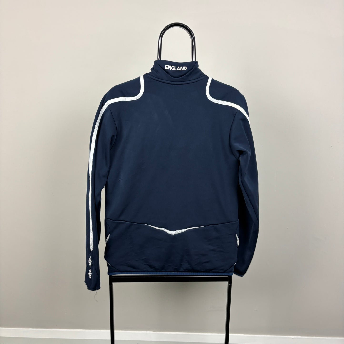 00s Umbro England 1/4 Zip Sweatshirt Blue Small